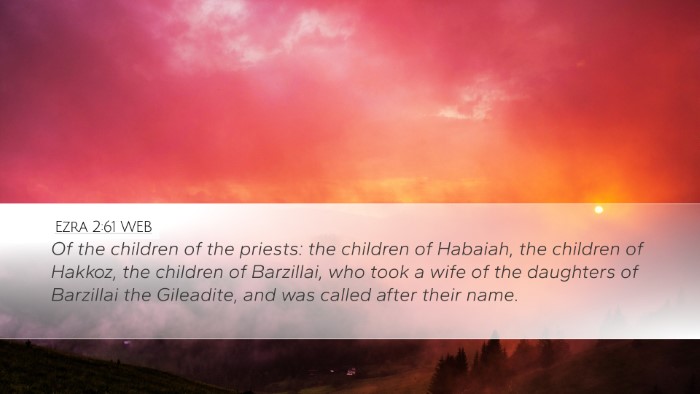 Ezra 2:61 WEB Bible Verse Image
