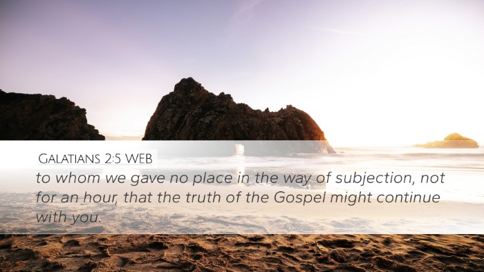 Galatians 2:5 WEB Bible Verse Image