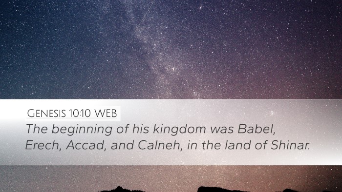 Genesis 10:10 WEB Bible Verse Image