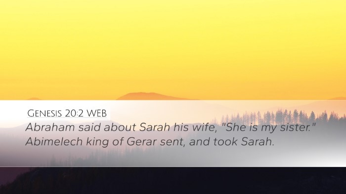 Genesis 20:2 WEB Bible Verse Image