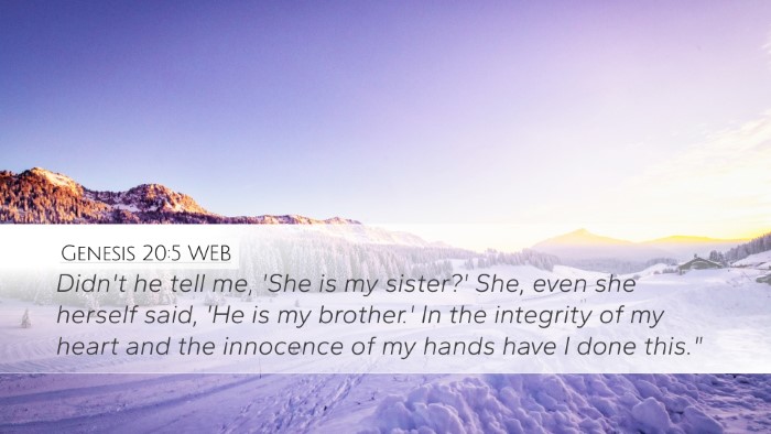 Genesis 20:5 WEB Bible Verse Image