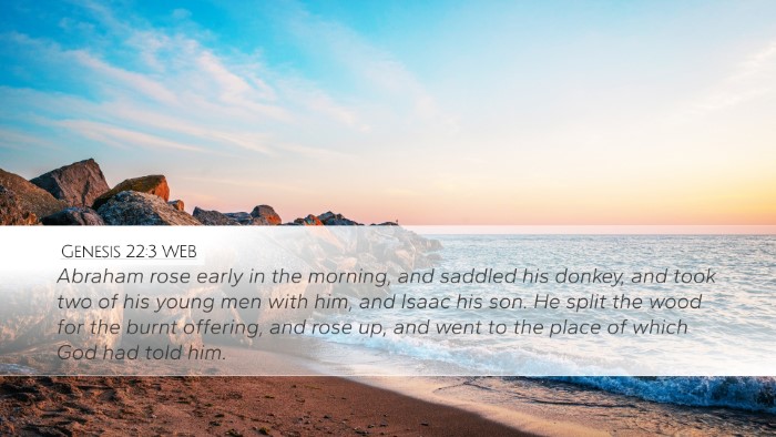 Genesis 22:3 WEB Bible Verse Image