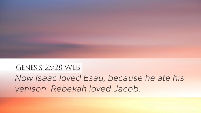 Genesis 25:28 WEB Bible Verse Image