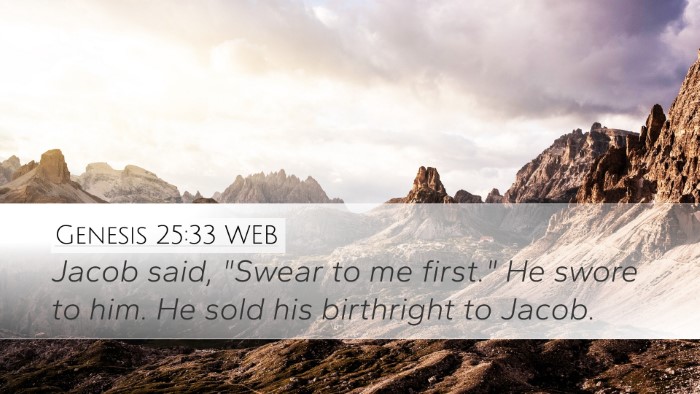 Genesis 25:33 WEB Bible Verse Image