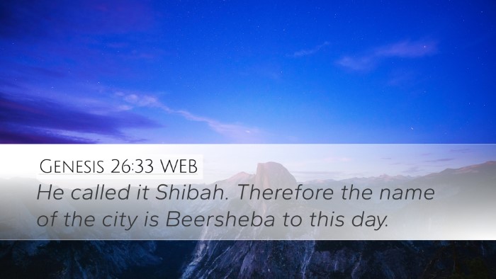 Genesis 26:33 WEB Bible Verse Image