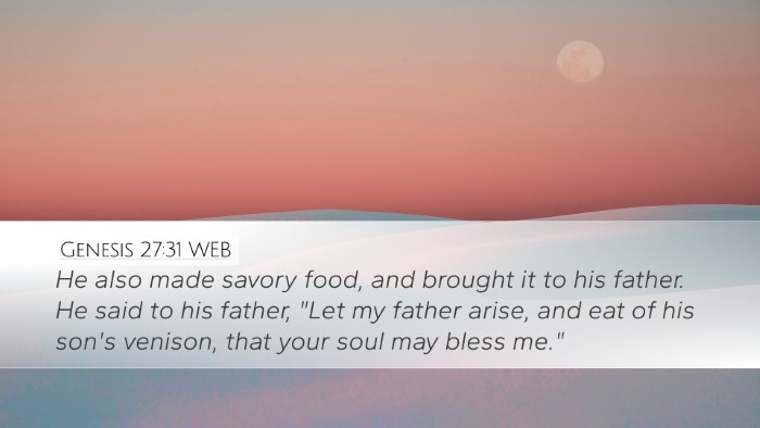 Genesis 27:31 WEB Bible Verse Image