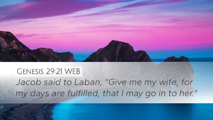 Genesis 29:21 WEB Bible Verse Image