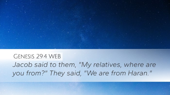 Genesis 29:4 WEB Bible Verse Image