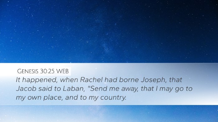 Genesis 30:25 WEB Bible Verse Image