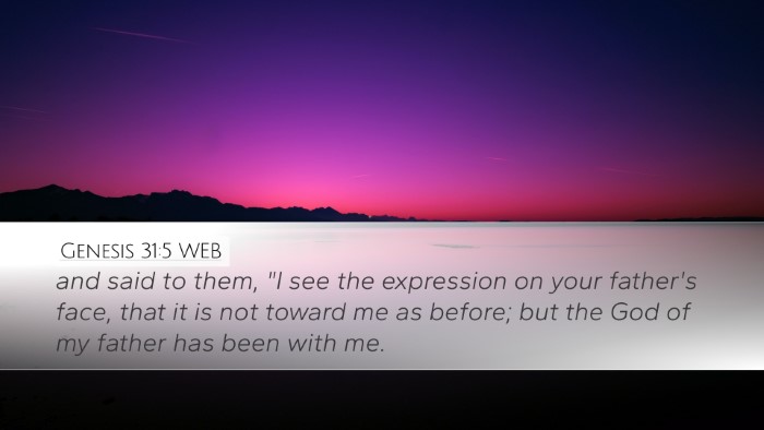 Genesis 31:5 WEB Bible Verse Image