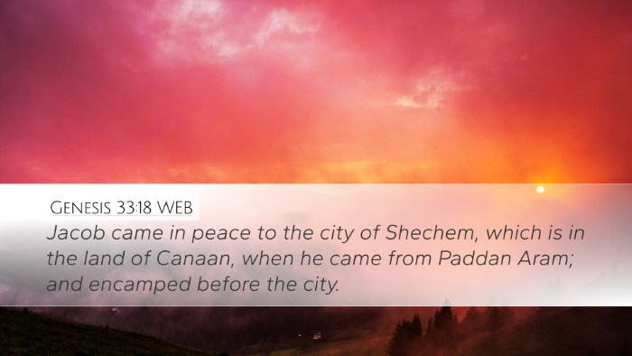 Genesis 33:18 WEB Bible Verse Image