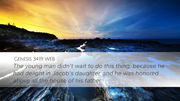 Genesis 34:19 WEB Bible Verse Image