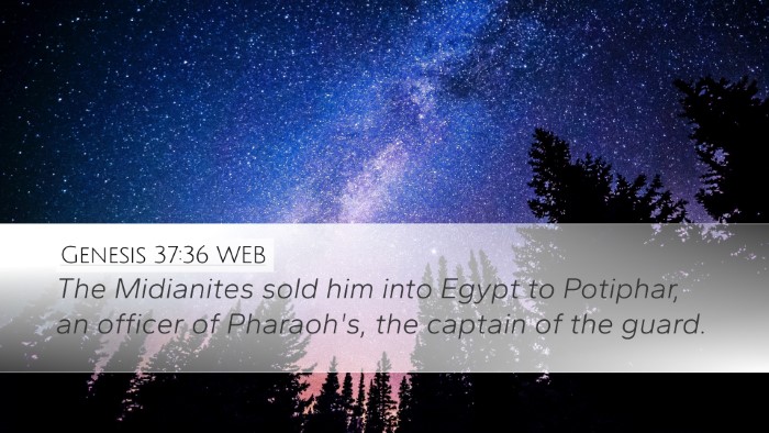 Genesis 37:36 WEB Bible Verse Image