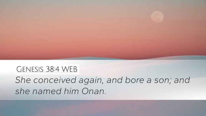 Genesis 38:4 WEB Desktop Wallpaper - She conceived again, and bore a son; and she - Desktop Bible Verse Wallpaper