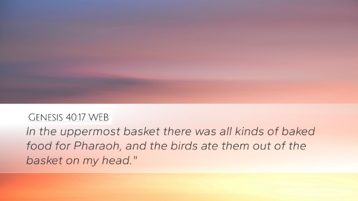 Genesis 40:17 WEB Desktop Wallpaper - In the uppermost basket there was all kinds of - Desktop Bible Verse Wallpaper
