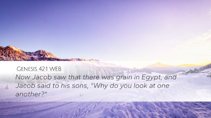 Genesis 42:1 WEB Desktop Wallpaper - Now Jacob saw that there was grain in Egypt, and - Desktop Bible Verse Wallpaper