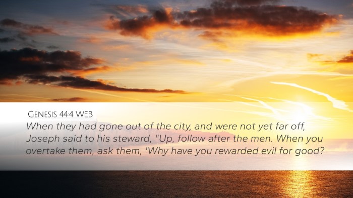 Genesis 44:4 WEB Bible Verse Image