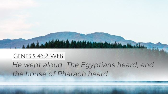 Genesis 45:2 WEB Desktop Wallpaper - He wept aloud. The Egyptians heard, and the house - Desktop Bible Verse Wallpaper