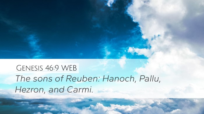 Genesis 46:9 WEB Bible Verse Image