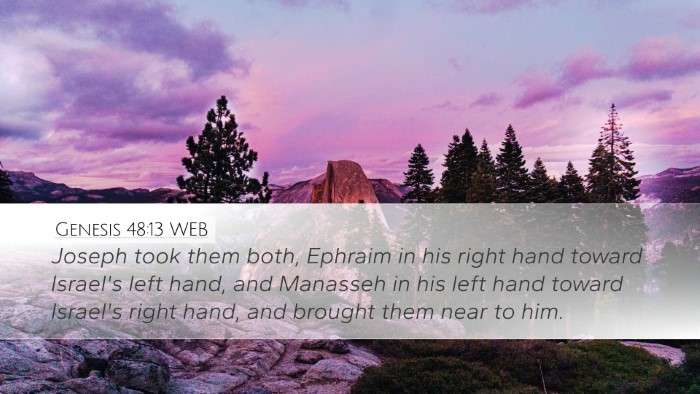 Genesis 48:13 WEB Bible Verse Image