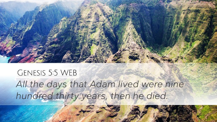 Genesis 5:5 WEB Desktop Wallpaper - All the days that Adam lived were nine hundred - Desktop Bible Verse Wallpaper