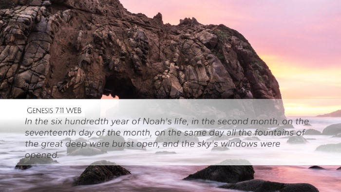 Genesis 7:11 WEB Bible Verse Image