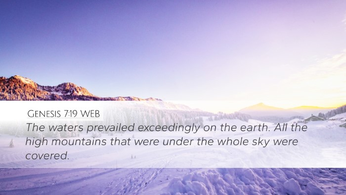 Genesis 7:19 WEB Desktop Wallpaper - The waters prevailed exceedingly on the earth. - Desktop Bible Verse Wallpaper