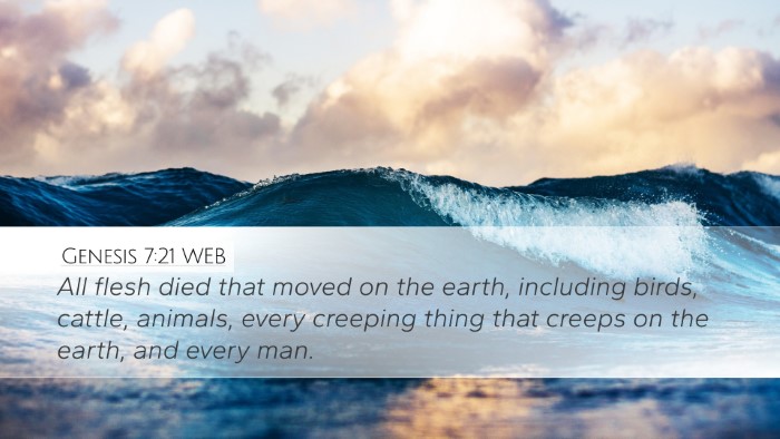 Genesis 7:21 WEB Bible Verse Image