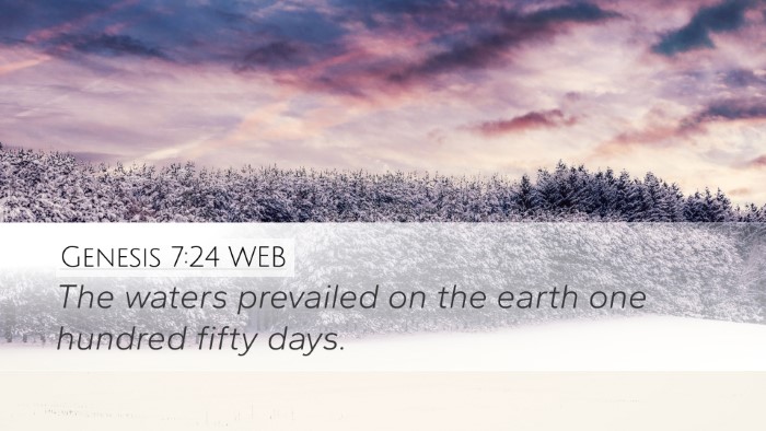 Genesis 7:24 WEB Desktop Wallpaper - The waters prevailed on the earth one hundred - Desktop Bible Verse Wallpaper