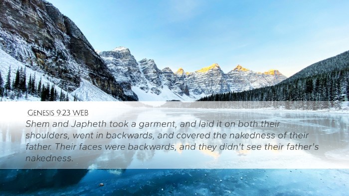 Genesis 9:23 WEB Bible Verse Image