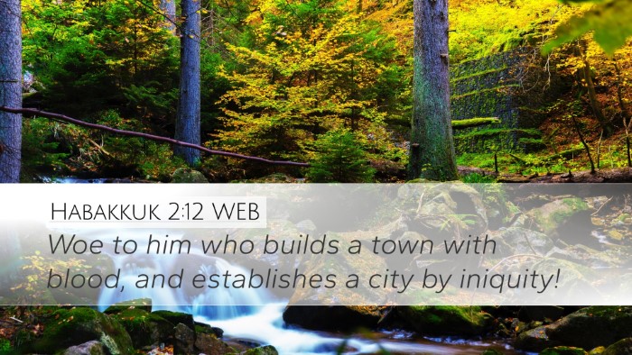 Habakkuk 2:12 WEB Bible Verse Image