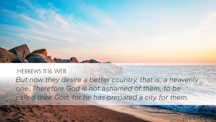 Hebrews 11:16 WEB Bible Verse Image