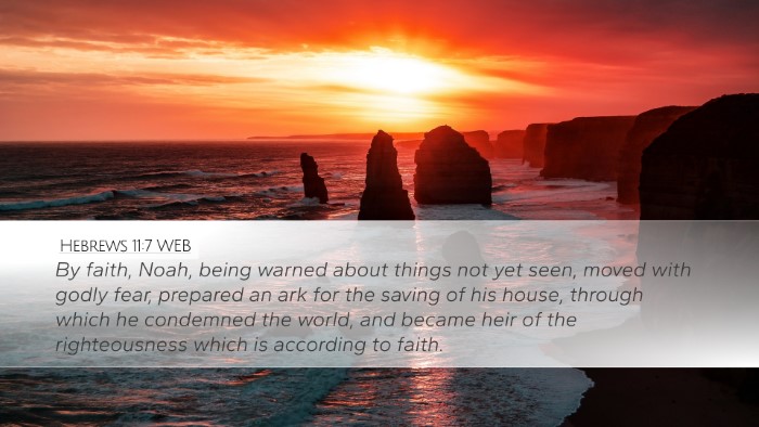 Hebrews 11:7 WEB Bible Verse Image