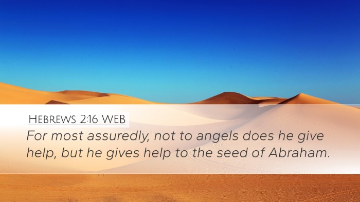 Hebrews 2:16 WEB Bible Verse Image