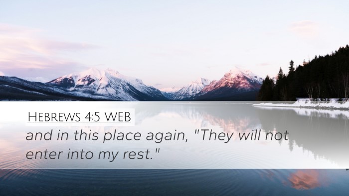 Hebrews 4:5 WEB Bible Verse Image