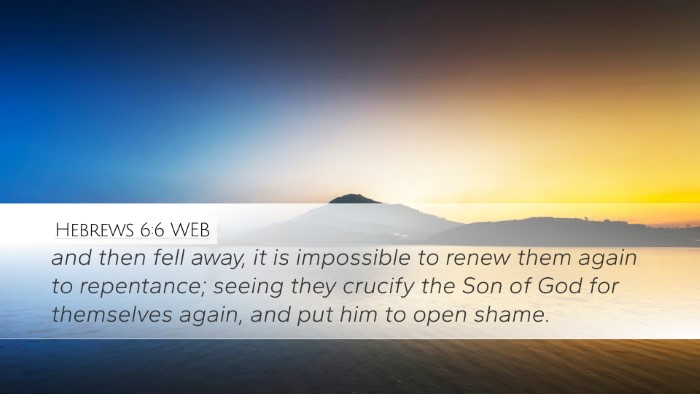 Hebrews 6:6 WEB Bible Verse Image