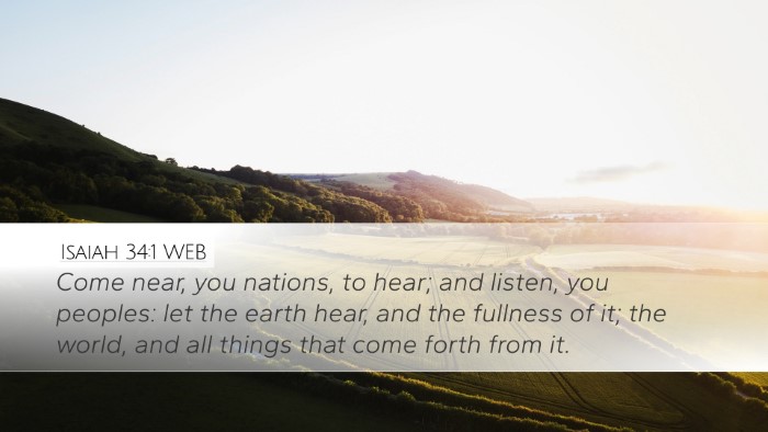 Isaiah 34:1 WEB Bible Verse Image