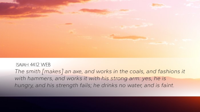Isaiah 44:12 WEB Bible Verse Image