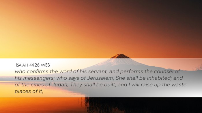 Isaiah 44:26 WEB Bible Verse Image