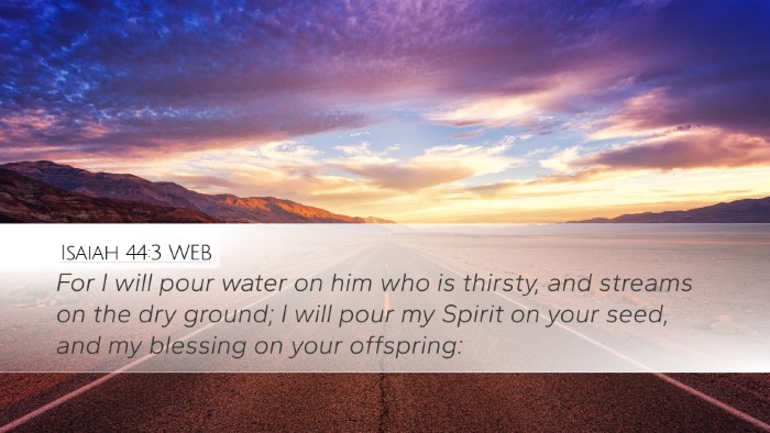 Isaiah 44:3 WEB Bible Verse Image