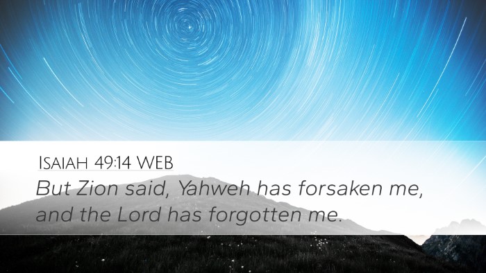 Isaiah 49:14 WEB Bible Verse Image