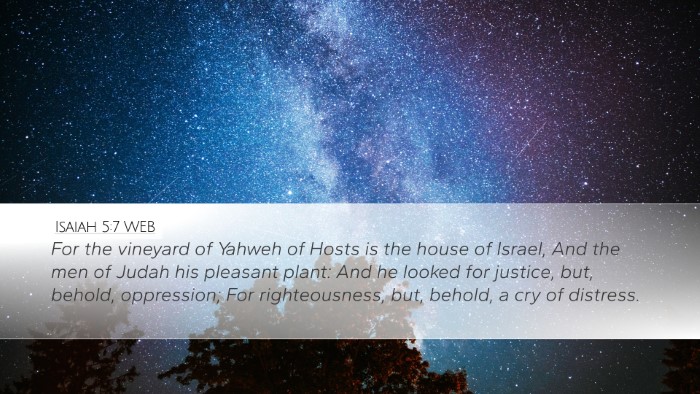 Isaiah 5:7 WEB Bible Verse Image