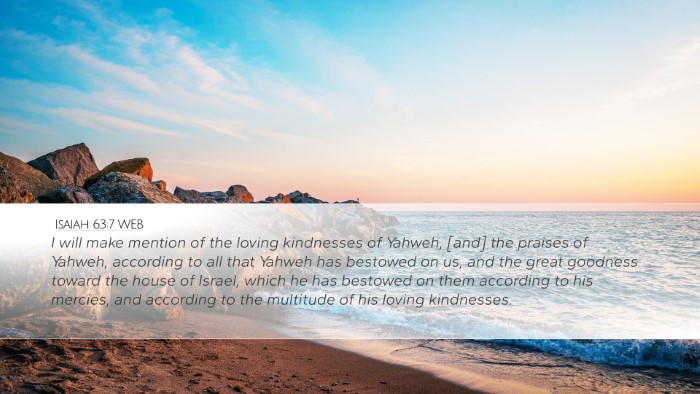 Isaiah 63:7 WEB Bible Verse Image
