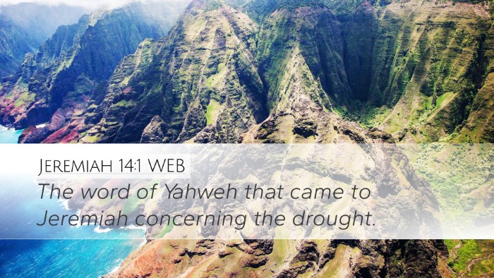 Jeremiah 14:1 WEB Bible Verse Image