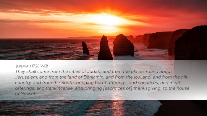 Jeremiah 17:26 WEB Desktop Wallpaper - They shall come from the cities of Judah, and - Desktop Bible Verse Wallpaper