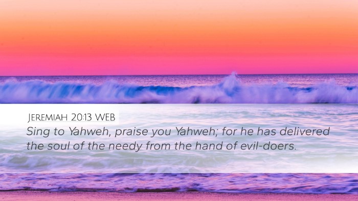 Jeremiah 20:13 WEB Bible Verse Image