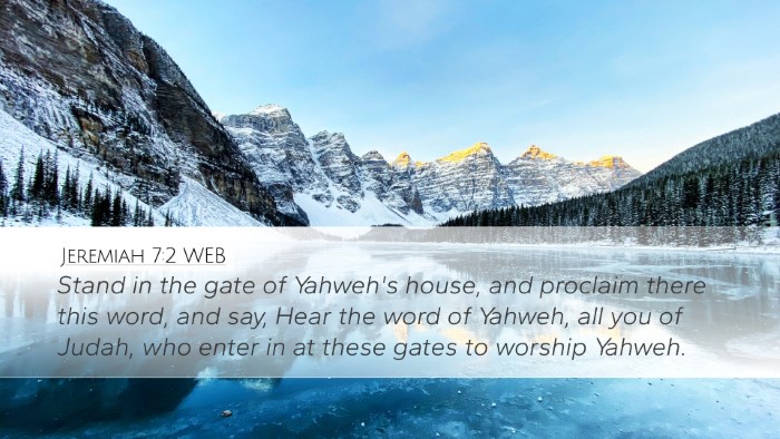 Jeremiah 7:2 WEB Bible Verse Image