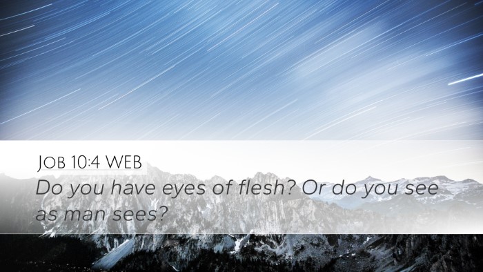 Job 10:4 WEB Desktop Wallpaper - Do you have eyes of flesh? Or do you see as man - Desktop Bible Verse Wallpaper