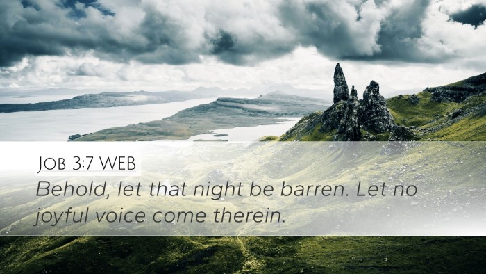 Job 3:7 WEB Desktop Wallpaper - Behold, let that night be barren. Let no joyful - Desktop Bible Verse Wallpaper