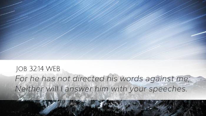 Job 32:14 WEB Desktop Wallpaper - For he has not directed his words against me; - Desktop Bible Verse Wallpaper